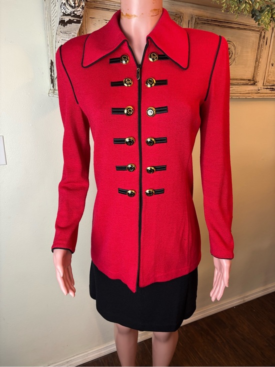 St. John Collection Jackets & Blazers - Vtg St John Collection Jacket Red Black Knit Suit Blazer Set Sz 6 Old Money Read